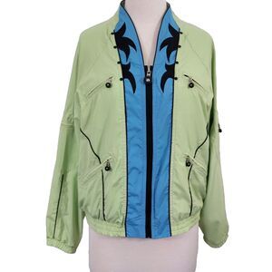 Jamie Sadock Golf Jacket Womens Large Full Zip Pockets Lime Green Activewear